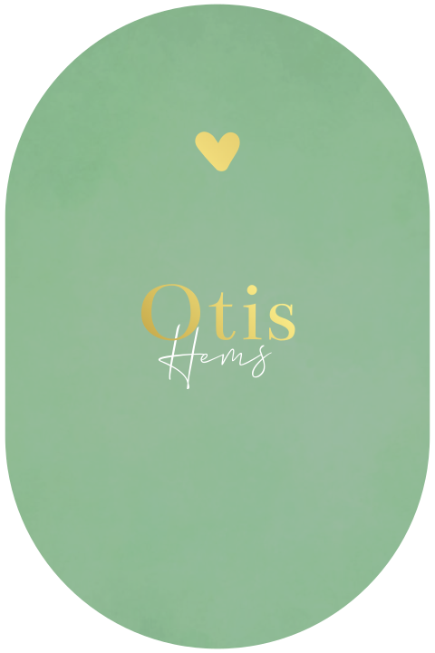 Ovaal geboortekaartje met koperfolie - groen