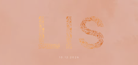 Geboortekaartje met bloemenletters - koperfolie