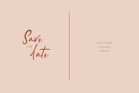 Oudroze save the date met afgeronde hoeken