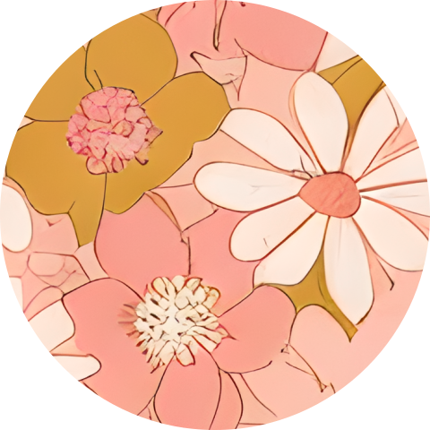 Sluitzegel met roze en okergele getekende bloemen (per vel, 25 stickers op één vel)