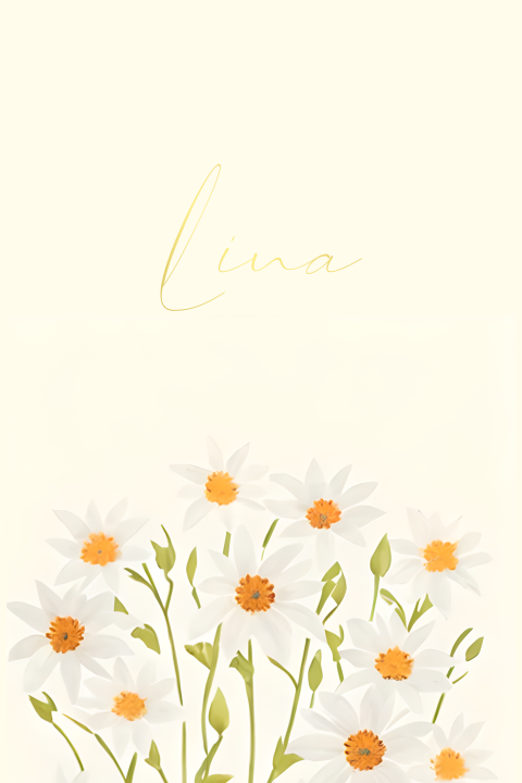 Lente geboortekaartje met madeliefjes en goudfolie