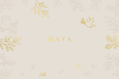 Beige geboortekaartje met herfst doodles