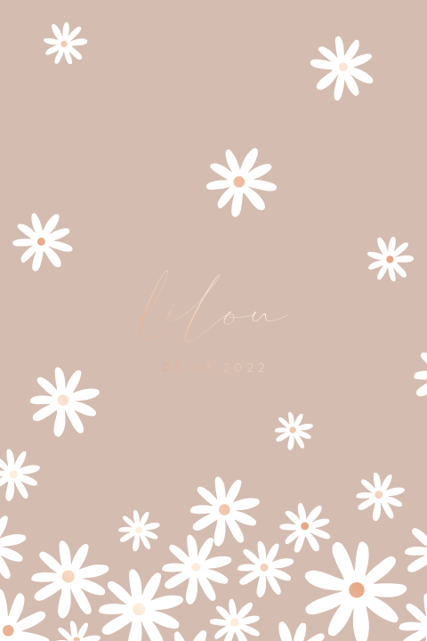 Nude geboortekaartje met bloemenregen