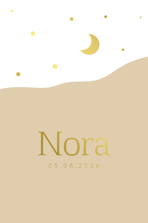 Beige geboortekaartje met sterrenhemel