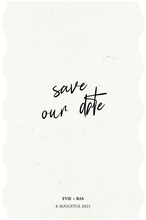 Minimalistische save the date met golfrand