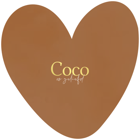 Geboortekaartje in hartvorm met goudfolie