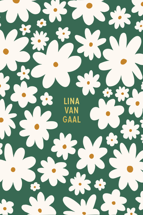 Groen geboortekaartje met grote bloemen