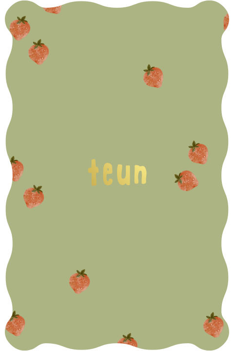 Groen geboortekaartje met aardbeien