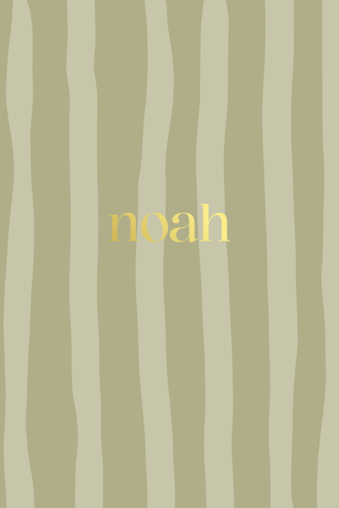 Groen gestreept geboortekaartje - met goudfolie