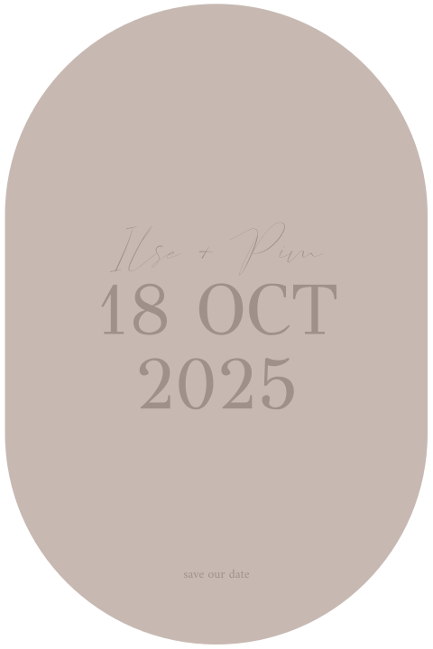 beige met bruine save the date in ovale vorm