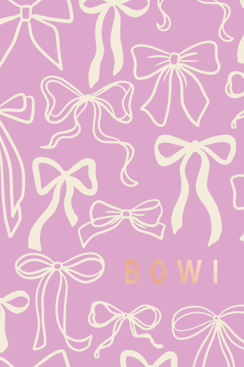 Roze geboortekaartje met strikjes en rosegoudfolie