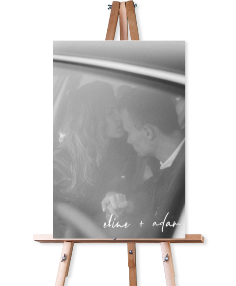 Vintage welkomstbord met zwart-wit foto