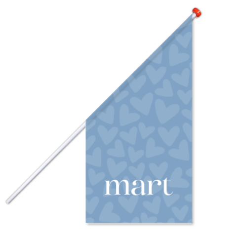Blauwe geboortevlag met hartjes