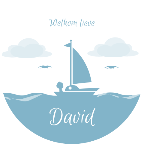 raamsticker jongen in zeilboot