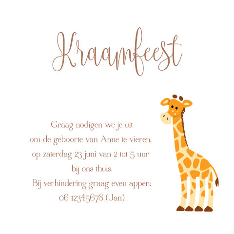 kraamfeest giraffe