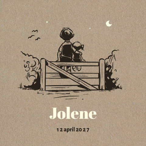 geboortekaartje broer en zus op hek kraft