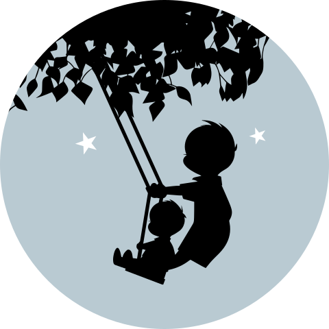 sluitsticker twee kinderen op schommel silhouet