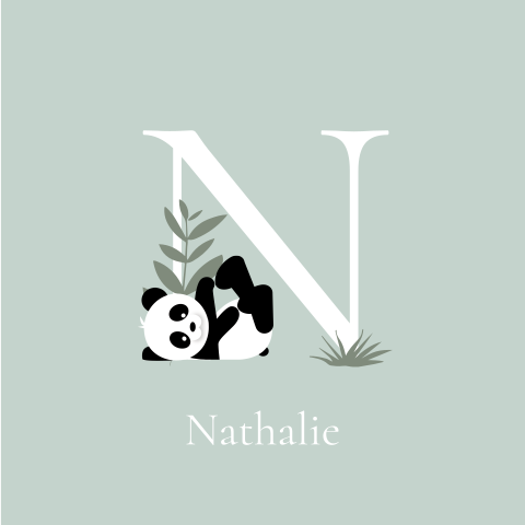 Geboortekaartje panda letter plant