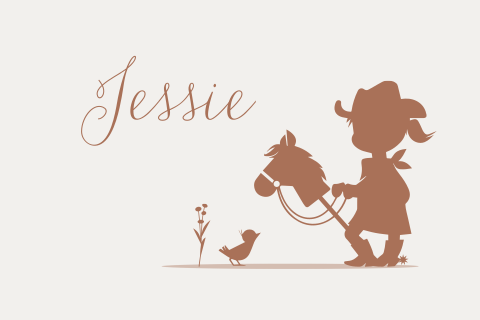 Geboortekaartje cowgirl silhouet stokpaard