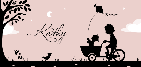 Geboortekaartje jongen bakfiets zusje vlieger silhouet