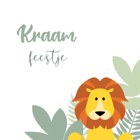 kraamkaartje jungle leeuw groen bladeren