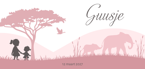 Geboortekaartje tweede kind Afrika olifanten