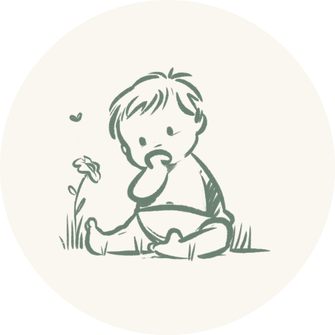 sluitsticker baby in gras