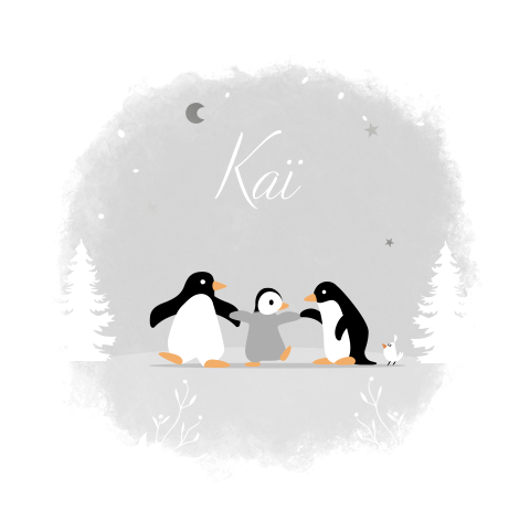 Geboortekaartje drie pinguins