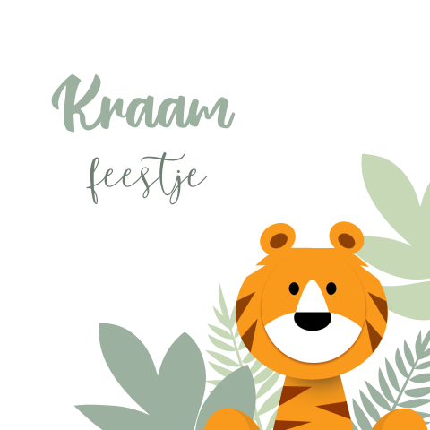 Kraamkaartje tijger jungle groene bladeren