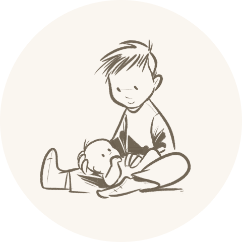 sluitsticker jongen met baby