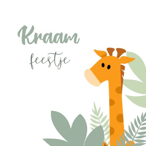 kraamfeest kaartje giraf jungle groen