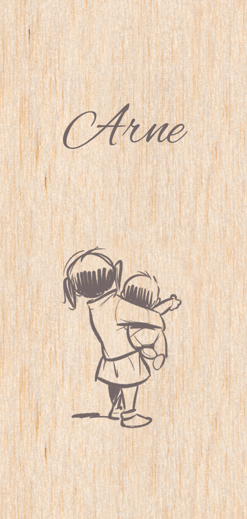 hout-handgetekend-meisje-broertje