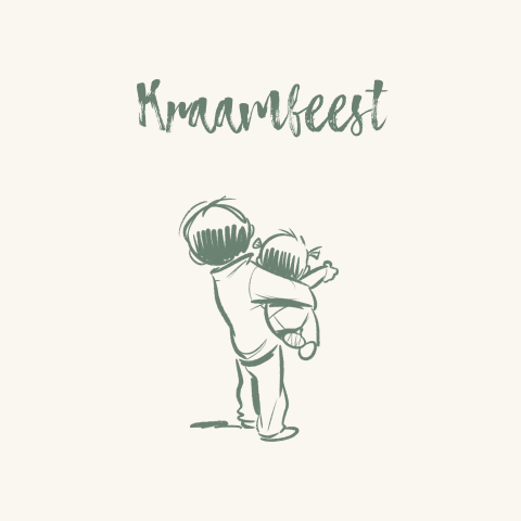 Uitnodiging kraamfeest tweede kind meisje lijntekening