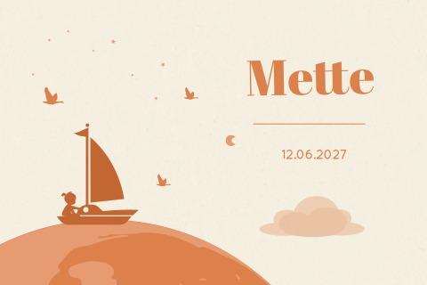 Geboortekaartje eco meisje zeilboot aarde