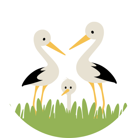 sluitsticker ooievaars in gras