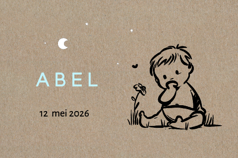 Geboortekaartje kraft baby in het gras