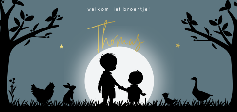 twee broertjes silhouet goudfolie