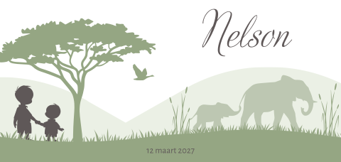 Geboortekaartje savanne olifanten tweede kind