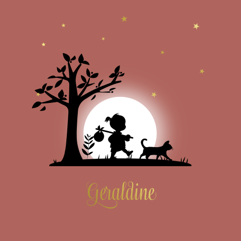 silhouet meisje knapzak goudfolie