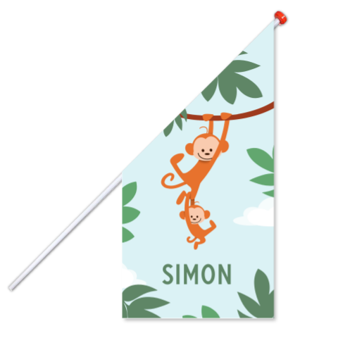 Geboortevlag twee aapjes aan liaan