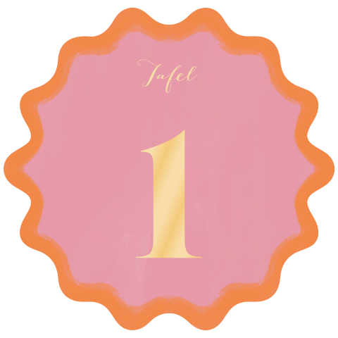 Tafelnummer zon roze oranje