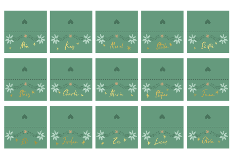 Naamkaartjes bohemian groen