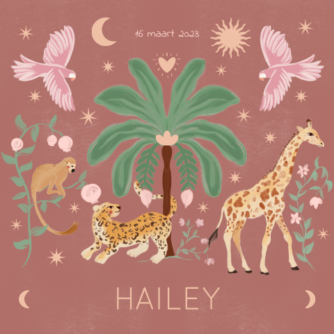 Raamsticker met jungle thema roze