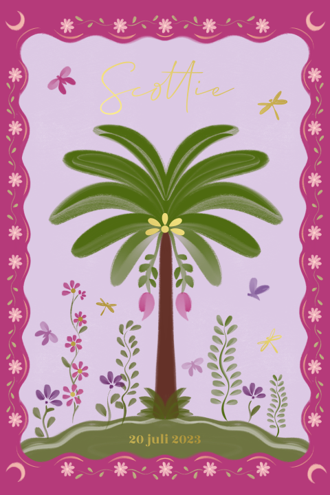Geboortekaartje vlindertuin lila