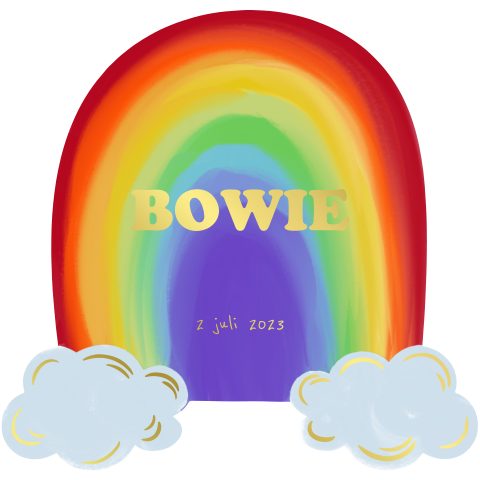 Geboortekaartje regenboog en wolken