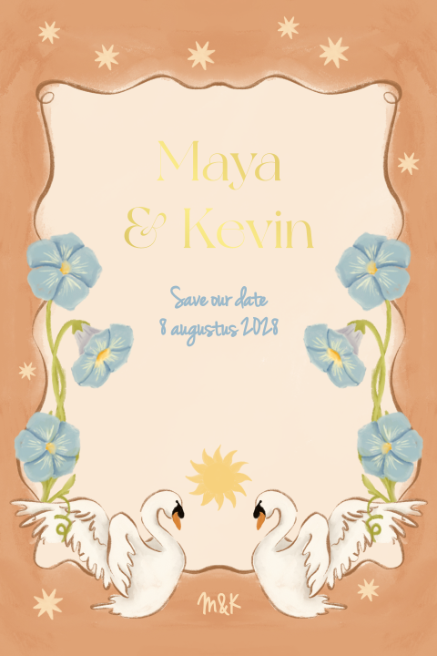 Save the date sierlijke zwanen