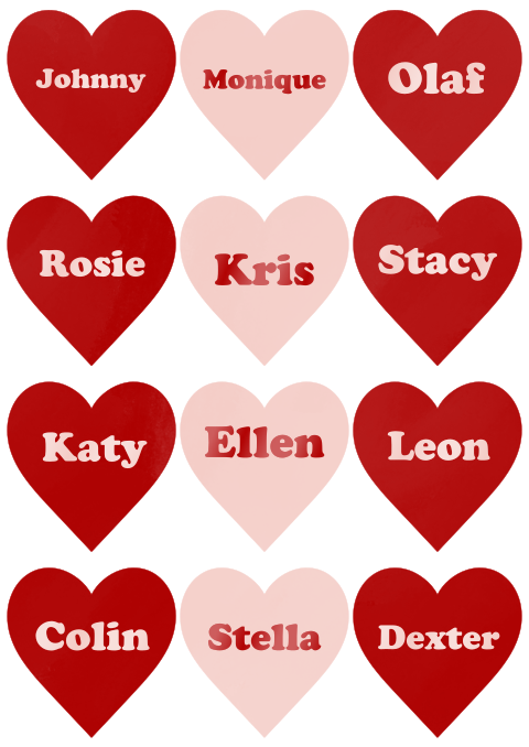 Naamkaartjes hartjes