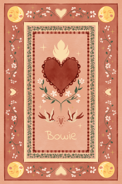 Tuinbord bohemian zwaluwen en bloemen roze