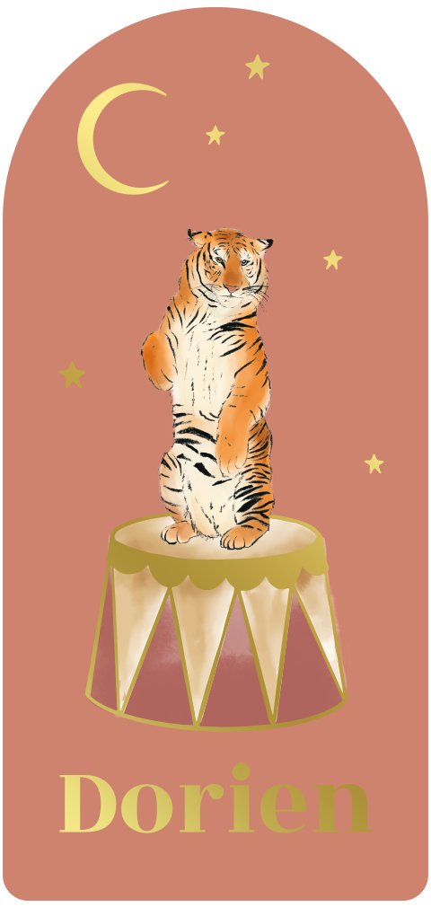 Geboortekaartje circus tijger oudroze