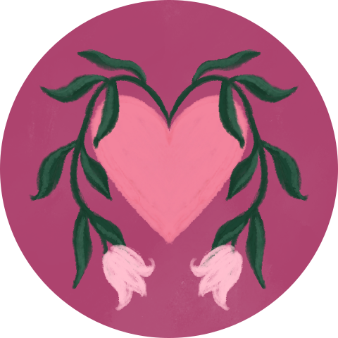Sluitzegel hart en bloemen roze